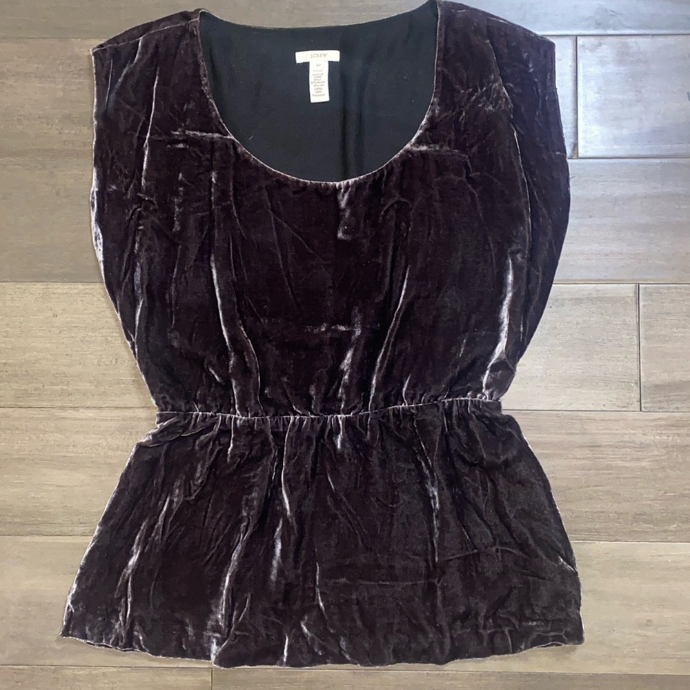 J Crew silk velour blend peplum top